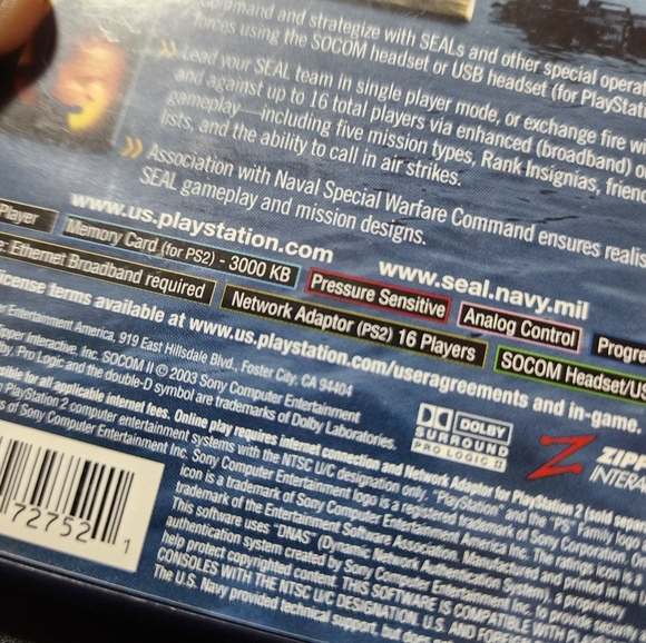 PLAYSTATION 2 EUC SOCUM II US NAVY SEALS VIDEO GAME - Picture 4 of 6